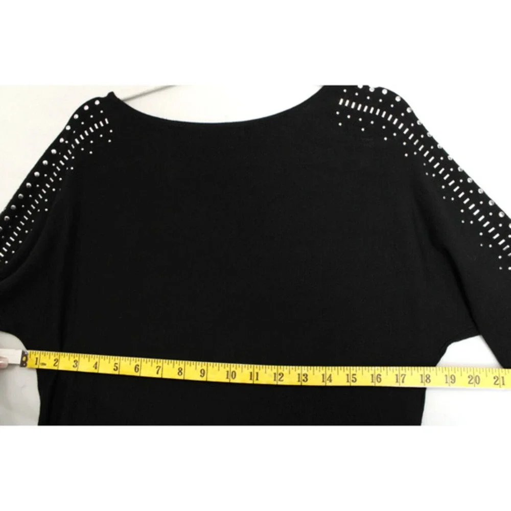 7th Avenue Top Women S Dolman Sleeves Silver Beads‎ Black Soft Sweater